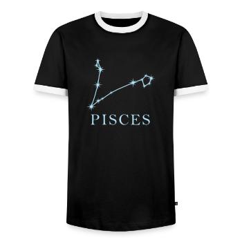 Constellation d’étoiles Signe du zodiaque Poissons Poissons - T-shirt contrasté Homme - noir/blanc - Devant - AI Model Female 172 light (172cm) & AI Model Male 178 light (178cm)