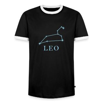 Sternkonstellation Sternzeichen Leo Löwe - Männer Kontrast-T-Shirt - Schwarz/Weiß - Vorne - AI Model Female 172 light (172cm) & AI Model Male 178 light (178cm)