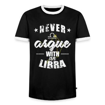 Zodiac sign Never argue with an Libra Libra Libra - Men's Ringer Shirt - black/white - Front - AI Model Female 172 light (172cm) & AI Model Male 178 light (178cm)