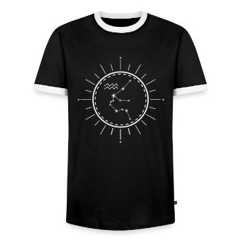 Zodiac sign Aquarius Star constellation - Men's Ringer Shirt - black/white - Front - AI Model Female 172 light (172cm) & AI Model Male 178 light (178cm)