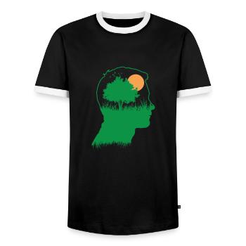 Pensez à l’environnement et à la nature Planète Terre - T-shirt contrasté Homme - noir/blanc - Devant - AI Model Female 172 light (172cm) & AI Model Male 178 light (178cm)
