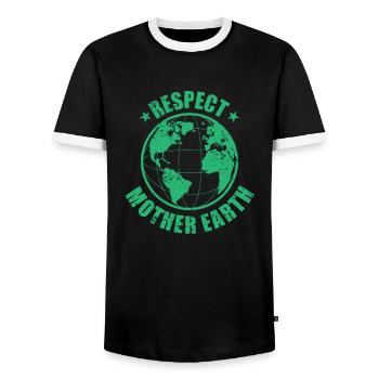 Respect Mother Earth Nature Planet Earth - Men's Ringer Shirt - black/white - Front - AI Model Female 172 light (172cm) & AI Model Male 178 light (178cm)