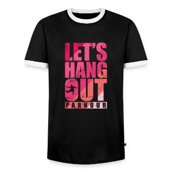 Let's Hang out Parkour Sport Fitness - Men's Ringer Shirt - black/white - Front - AI Model Female 172 light (172cm) & AI Model Male 178 light (178cm)