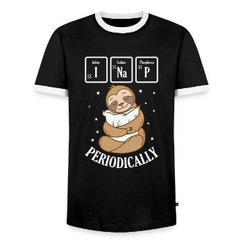 I Nap Periodically Periodensystem Faultier - Männer Kontrast-T-Shirt - Schwarz/Weiß - Vorne - AI Model Female 172 light (172cm) & AI Model Male 178 light (178cm)