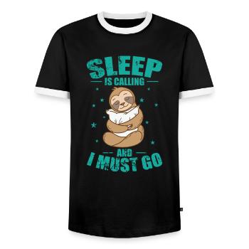 Sleep is Calling and I must go Faultier - Männer Kontrast-T-Shirt - Schwarz/Weiß - Vorne - AI Model Female 172 light (172cm) & AI Model Male 178 light (178cm)
