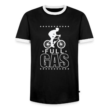 Full Gas Cycling Fitness Sports - T-shirt contrasté Homme - noir/blanc - Devant - AI Model Female 172 light (172cm) & AI Model Male 178 light (178cm)