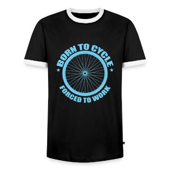 Né pour faire du vélo forcé de travailler à vélo - T-shirt contrasté Homme - noir/blanc - Devant - AI Model Female 172 light (172cm) & AI Model Male 178 light (178cm)