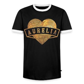 Aurelia Hearts Gold - Men's Ringer Shirt - black/white - Front - AI Model Female 172 light (172cm) & AI Model Male 178 light (178cm)