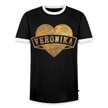 Veronika Hearts Or - T-shirt contrasté Homme - noir/blanc - Devant - AI Model Female 172 light (172cm) & AI Model Male 178 light (178cm)