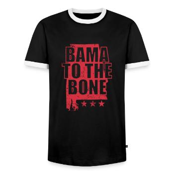 Alabama Bama to the Bone USA America - Men's Ringer Shirt - black/white - Front - AI Model Female 172 light (172cm) & AI Model Male 178 light (178cm)