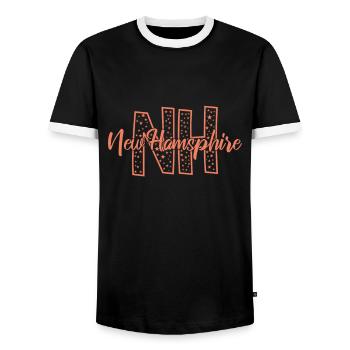 New Hampshire NH letter USA America - Men's Ringer Shirt - black/white - Front - AI Model Female 172 light (172cm) & AI Model Male 178 light (178cm)