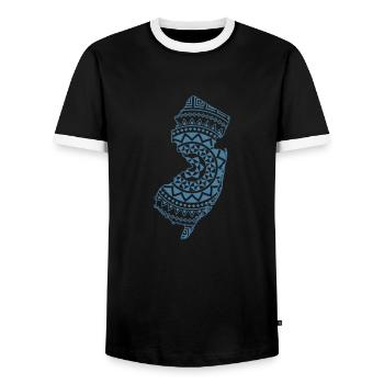 New Jersey Karte Muster USA Amerika - Männer Kontrast-T-Shirt - Schwarz/Weiß - Vorne - AI Model Female 172 light (172cm) & AI Model Male 178 light (178cm)