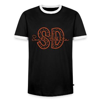 Dakota du Sud lettre SD USA Amérique - T-shirt contrasté Homme - noir/blanc - Devant - AI Model Female 172 light (172cm) & AI Model Male 178 light (178cm)