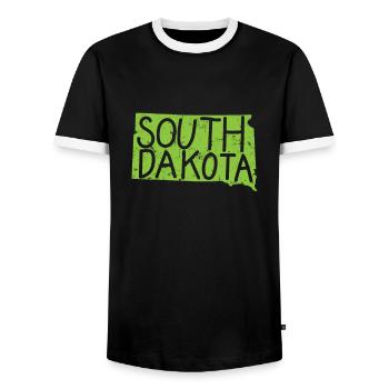 Dakota du Sud Carte Contour USA Amérique - T-shirt contrasté Homme - noir/blanc - Devant - AI Model Female 172 light (172cm) & AI Model Male 178 light (178cm)
