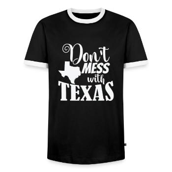 Don't Mess with Texas USA Amerika - Männer Kontrast-T-Shirt - Schwarz/Weiß - Vorne - AI Model Female 172 light (172cm) & AI Model Male 178 light (178cm)