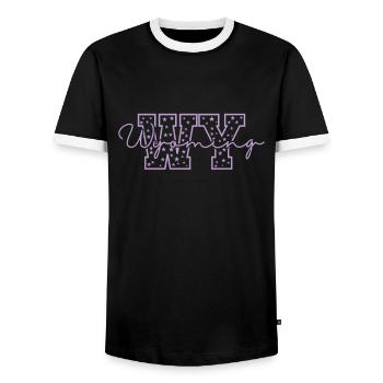 Wyoming WY Letters USA Amérique - T-shirt contrasté Homme - noir/blanc - Devant - AI Model Female 172 light (172cm) & AI Model Male 178 light (178cm)