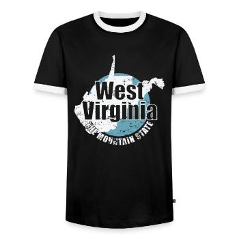 West Virginia The Mountain State USA - Männer Kontrast-T-Shirt - Schwarz/Weiß - Vorne - AI Model Female 172 light (172cm) & AI Model Male 178 light (178cm)
