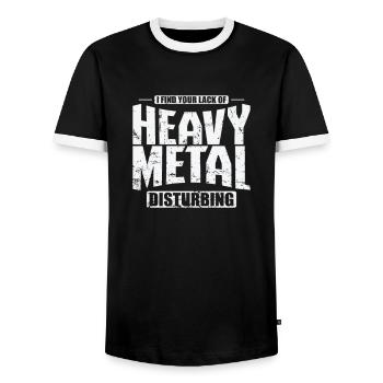 Heavy Metal Disburbing Music Band Genre - Men's Ringer Shirt - black/white - Front - AI Model Female 172 light (172cm) & AI Model Male 178 light (178cm)