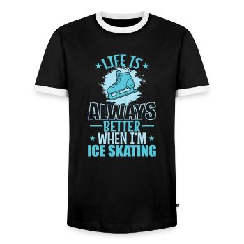 Life is Always better when I'm Ice Skating - Men's Ringer Shirt - black/white - Front - AI Model Female 172 light (172cm) & AI Model Male 178 light (178cm)