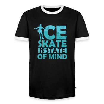 Le patin à glace est un état d’ - T-shirt contrasté Homme - noir/blanc - Devant - AI Model Female 172 light (172cm) & AI Model Male 178 light (178cm)