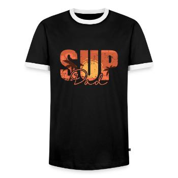 SUP Dad Stand up Paddle Balance - T-shirt contrasté Homme - noir/blanc - Devant - AI Model Female 172 light (172cm) & AI Model Male 178 light (178cm)