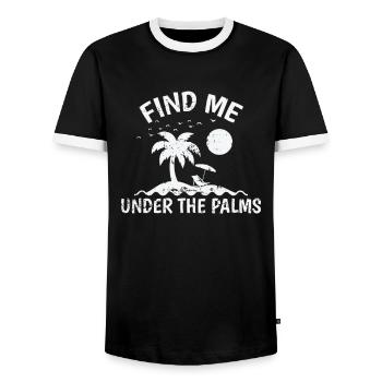 Trouvez-moi sous les vacances Palms Tree - T-shirt contrasté Homme - noir/blanc - Devant - AI Model Female 172 light (172cm) & AI Model Male 178 light (178cm)