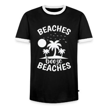 Plages Boire Plages Palmier Vacances - T-shirt contrasté Homme - noir/blanc - Devant - AI Model Female 172 light (172cm) & AI Model Male 178 light (178cm)