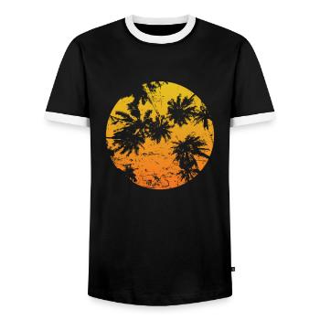 Palmier Plante d’été Coconut Beach - T-shirt contrasté Homme - noir/blanc - Devant - AI Model Female 172 light (172cm) & AI Model Male 178 light (178cm)