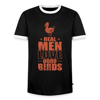 Real Men Love Dodo Birds Animal Bird - Men's Ringer Shirt - black/white - Front - AI Model Female 172 light (172cm) & AI Model Male 178 light (178cm)