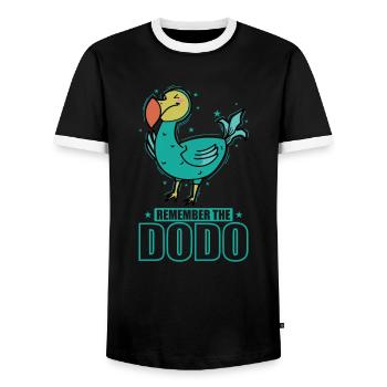 Remenber the Dodo Bird from Mauritius - Men's Ringer Shirt - black/white - Front - AI Model Female 172 light (172cm) & AI Model Male 178 light (178cm)