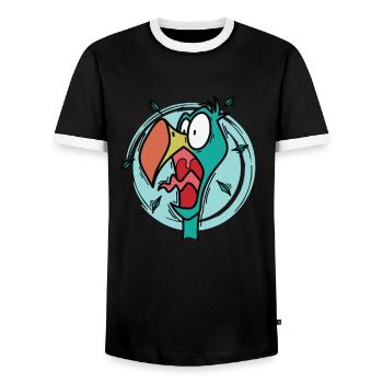 crazy dodo bird from Mauritius - Men's Ringer Shirt - black/white - Front - AI Model Female 172 light (172cm) & AI Model Male 178 light (178cm)