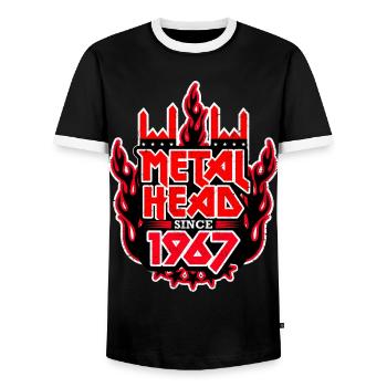 METALHEAD depuis 1967 - T-shirt contrasté Homme - noir/blanc - Devant - AI Model Female 172 light (172cm) & AI Model Male 178 light (178cm)