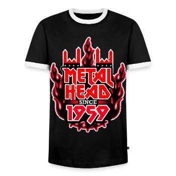 METALHEAD depuis 1959 - T-shirt contrasté Homme - noir/blanc - Devant - AI Model Female 172 light (172cm) & AI Model Male 178 light (178cm)
