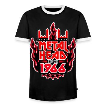 METALHEAD since 1966 - Männer Kontrast-T-Shirt - Schwarz/Weiß - Vorne - AI Model Female 172 light (172cm) & AI Model Male 178 light (178cm)