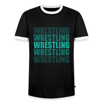 Wrestling Show Ring-Kampf Schauspiel - Männer Kontrast-T-Shirt - Schwarz/Weiß - Vorne - AI Model Female 172 light (172cm) & AI Model Male 178 light (178cm)