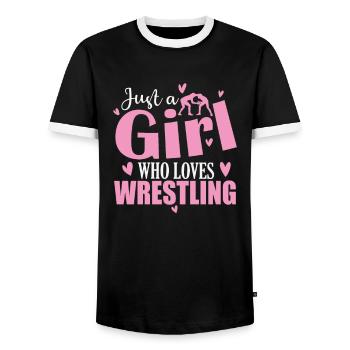 Juste une fille qui aime le combat de spectacle de lutte - T-shirt contrasté Homme - noir/blanc - Devant - AI Model Female 172 light (172cm) & AI Model Male 178 light (178cm)