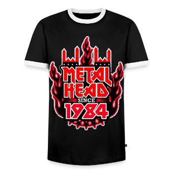 METALHEAD since 1984 - Männer Kontrast-T-Shirt - Schwarz/Weiß - Vorne - AI Model Female 172 light (172cm) & AI Model Male 178 light (178cm)