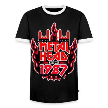 METALHEAD depuis 1987 - T-shirt contrasté Homme - noir/blanc - Devant - AI Model Female 172 light (172cm) & AI Model Male 178 light (178cm)