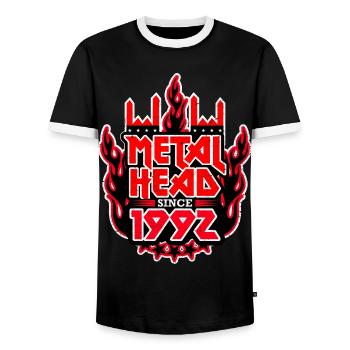 MÉTALLEUX depuis 1992 - T-shirt contrasté Homme - noir/blanc - Devant - AI Model Female 172 light (172cm) & AI Model Male 178 light (178cm)