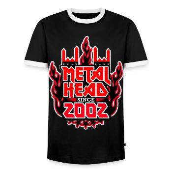 METALHEAD depuis 2002 - T-shirt contrasté Homme - noir/blanc - Devant - AI Model Female 172 light (172cm) & AI Model Male 178 light (178cm)