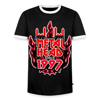 METALHEAD depuis 1997 - T-shirt contrasté Homme - noir/blanc - Devant - AI Model Female 172 light (172cm) & AI Model Male 178 light (178cm)