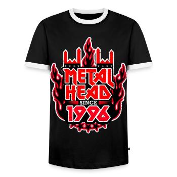 METALHEAD depuis 1996 - T-shirt contrasté Homme - noir/blanc - Devant - AI Model Female 172 light (172cm) & AI Model Male 178 light (178cm)