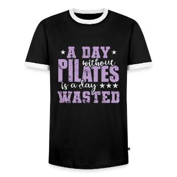 Une journée sans Pilates est une journée perdue - T-shirt contrasté Homme - noir/blanc - Devant - AI Model Female 172 light (172cm) & AI Model Male 178 light (178cm)