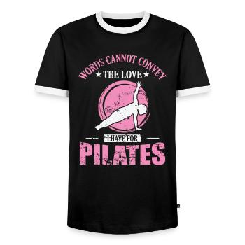 Les mots ne peuvent pas transmettre l’amour que j’ai pour le Pilates - T-shirt contrasté Homme - noir/blanc - Devant - AI Model Female 172 light (172cm) & AI Model Male 178 light (178cm)