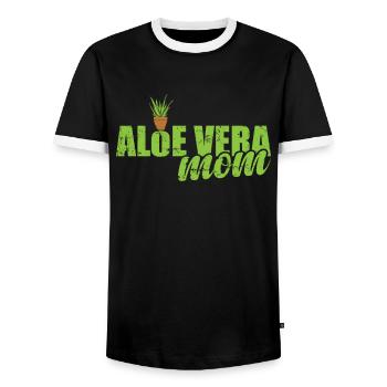 Aloe Vera Mom Medicinal Plant Medicine Cosmetics - Men's Ringer Shirt - black/white - Front - AI Model Female 172 light (172cm) & AI Model Male 178 light (178cm)