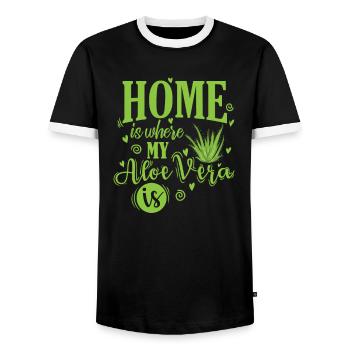 Home is where my Aloe Vera is medicinal plant - Men's Ringer Shirt - black/white - Front - AI Model Female 172 light (172cm) & AI Model Male 178 light (178cm)