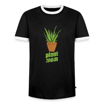 Plant Mom Aloe Vera Cream Cosmetics Natural - Men's Ringer Shirt - black/white - Front - AI Model Female 172 light (172cm) & AI Model Male 178 light (178cm)