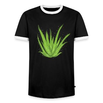Aloe Vera Cream Cosmetics Natural - Men's Ringer Shirt - black/white - Front - AI Model Female 172 light (172cm) & AI Model Male 178 light (178cm)