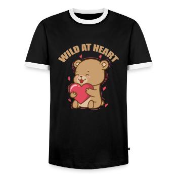 Wild at Heart Bär Tier Wald - Männer Kontrast-T-Shirt - Schwarz/Weiß - Vorne - AI Model Female 172 light (172cm) & AI Model Male 178 light (178cm)