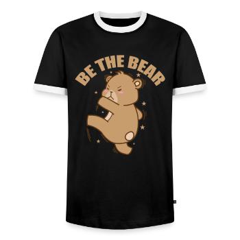 Be the Bear Forest Animal - Men's Ringer Shirt - black/white - Front - AI Model Female 172 light (172cm) & AI Model Male 178 light (178cm)